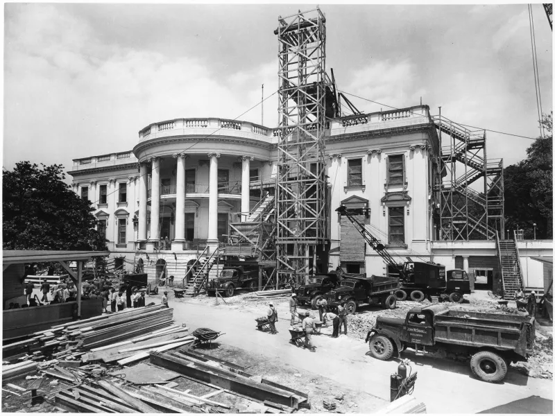 Renovations at the White House in 1950