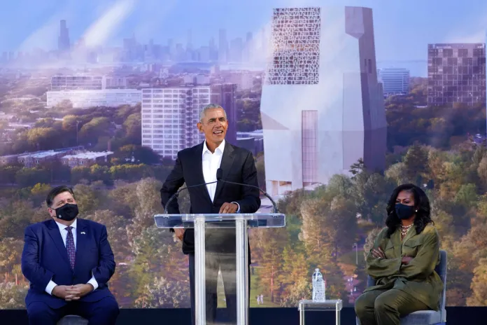 Trump says Obama library ‘stuck’ due to ‘women and DEI’ builders