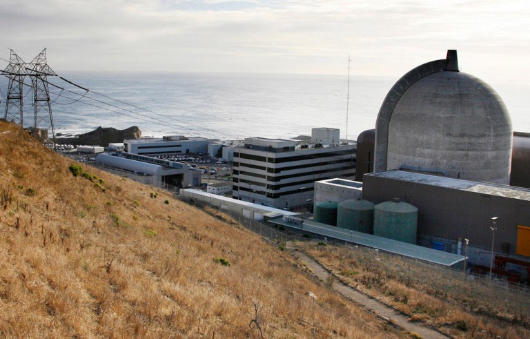 One of Pacific Gas & Electric's Diablo Canyon Power Plant's nuclear reactors in Avila Beach, Calif., is viewed Nov. 3, 2008. On Thursday, June 13, 2024, former state and federal officials joined environmentalists to spotlight soaring cost estimates for keeping the plant running beyond 2025. (AP Photo/Michael A. Mariant, File)