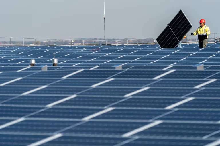 Solar panels being laid out