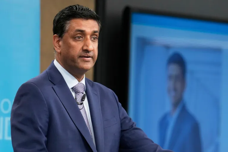 Rep. Ro Khanna (D-CA) speaks to the City Club of Cleveland, in Cleveland, Monday, April 14, 2025.