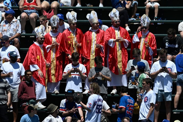 White Sox fans dressed as Catholic bishops
