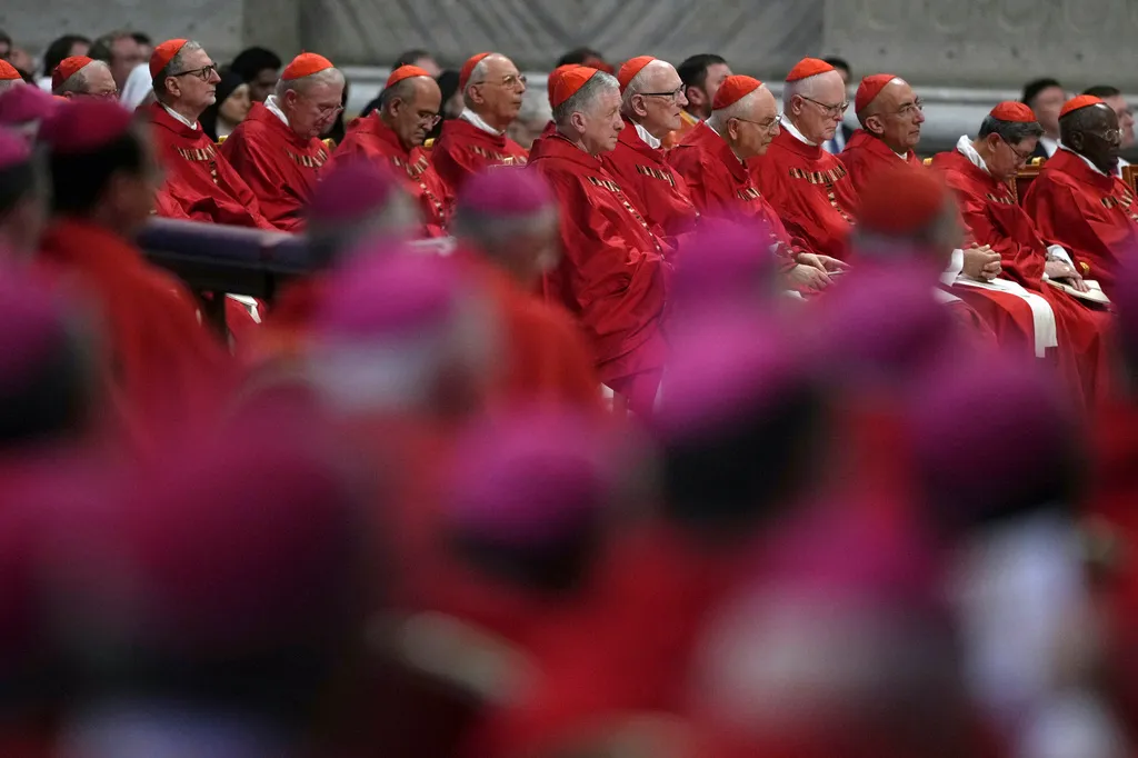 Cardinals and bishops follow Pope Leo XIV celebrating a Mass in St. Peter's Basilica at the Vatican