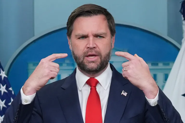 Vice President JD Vance talks during a White House press briefing.