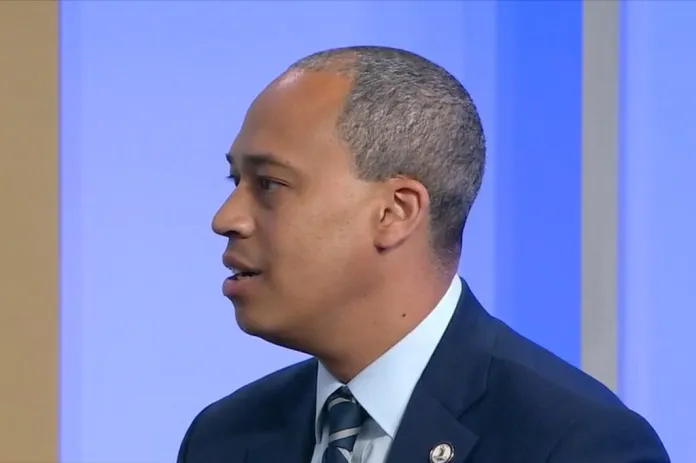 Jay Jones speaks during an interview.