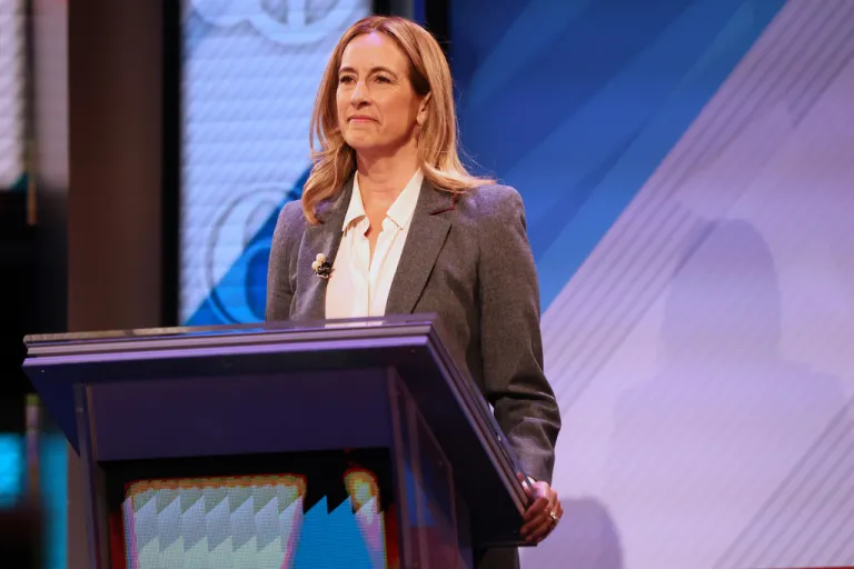 Democrat Mikie Sherrill participates in the final debate in the New Jersey governor's race.