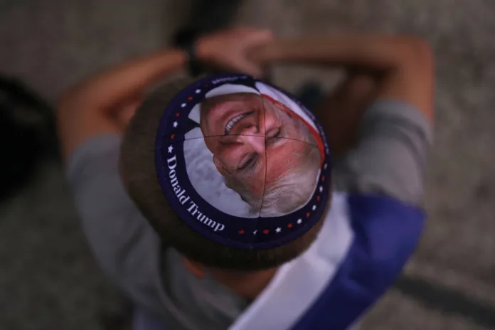 Kippah printed with the image of the President Donald Trump.