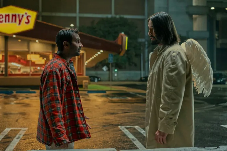 Aziz Ansari and Keanu Reeves in a scene from 