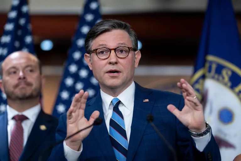Speaker of the House Mike Johnson (R-LA) and Rep. Andrew Garbarino (R-NY).