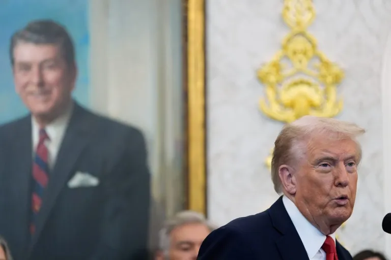 President Donald Trump speaks at the White House.