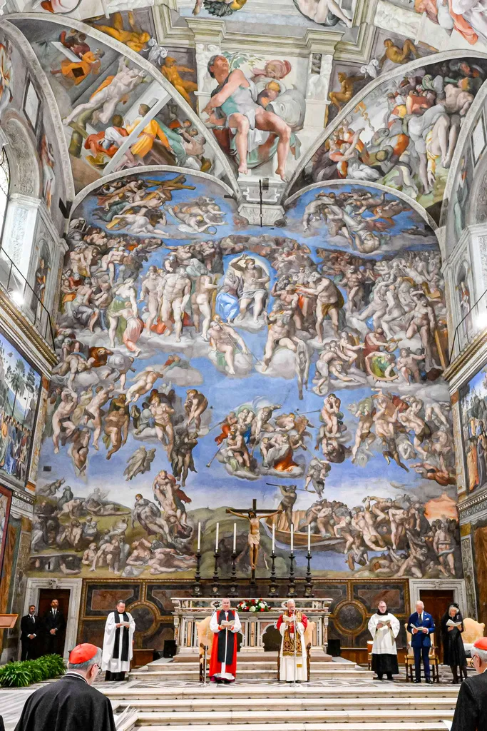 King Charles and Queen Camilla attend a joint prayer with Pope Leo in the Sistine Chapel in the Vatican.