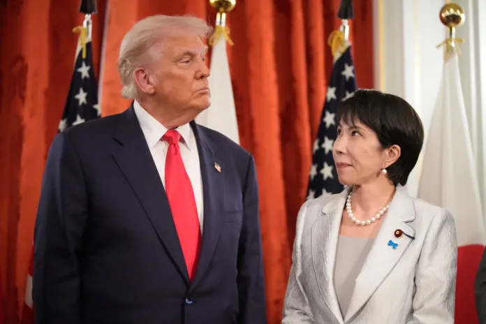 Japanese Prime Minister Sanae Takaichi and President Donald Trump.