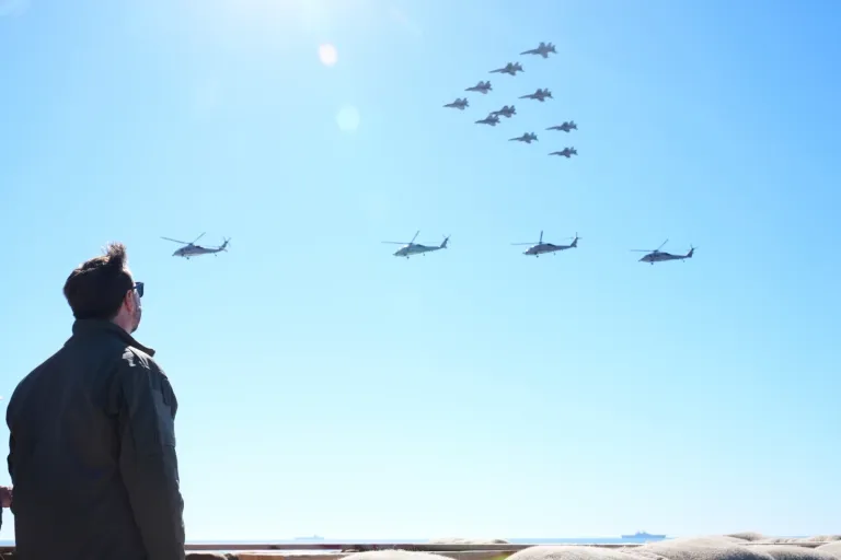 Vice President JD Vance watches a demonstration by Marines during activities to mark the upcoming Marine Corps 250th anniversary on Marine Corps Base Camp Pendleton in Camp Pendleton, California, on Saturday, Oct. 18, 2025. (AP Photo/Gregory Bull)