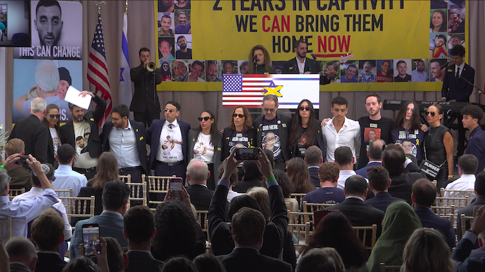 Freed hostages and family members of those still held hostage by Hamas.