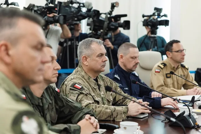 Gen. Wieslaw Kukula, chief of the General Staff of the Polish Armed Forces, sits during an extraordinary government meeting