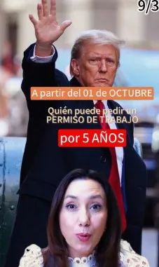 This post on social media was shared by Mexican smugglers and attached President Donald Trump's image to the statement, "Starting October 1st. Who can apply for a work permit for 5 years?" (Courtesy of U.S. Border Patrol)