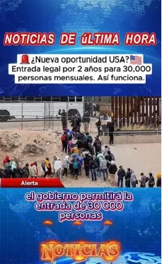 Mexican smugglers posted a fake news post on social media in an effort to recruit people to pay to be smuggled into the United States. The ad states, "Breaking news. New opportunity in the USA? Legal entry for two years for 30,000 people per month. This is how it works. The government will allow 30,000 people to enter." (Courtesy of U.S. Border Patrol)