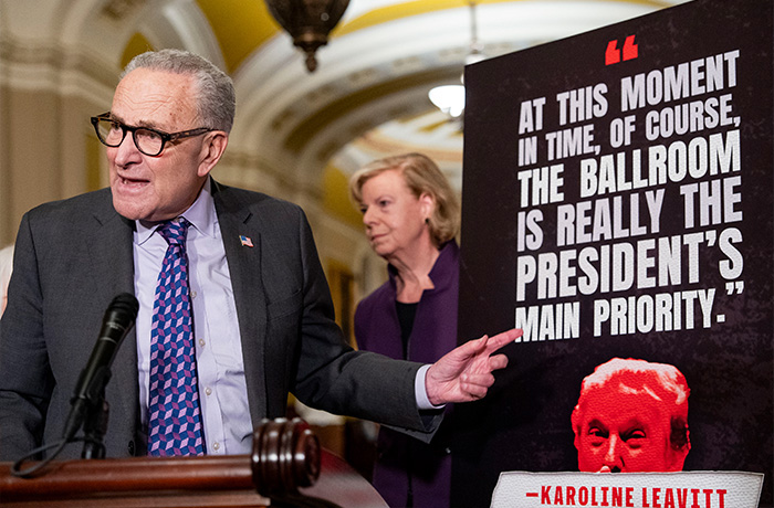 Senate Minority Leader Chuck Schumer (D-NY) speaks during a press conference after weekly Senate caucus luncheons on the 28th day of the government shutdown at the U.S. Capitol on Oct. 28. (Bonnie Cash/UPI via Newscom)