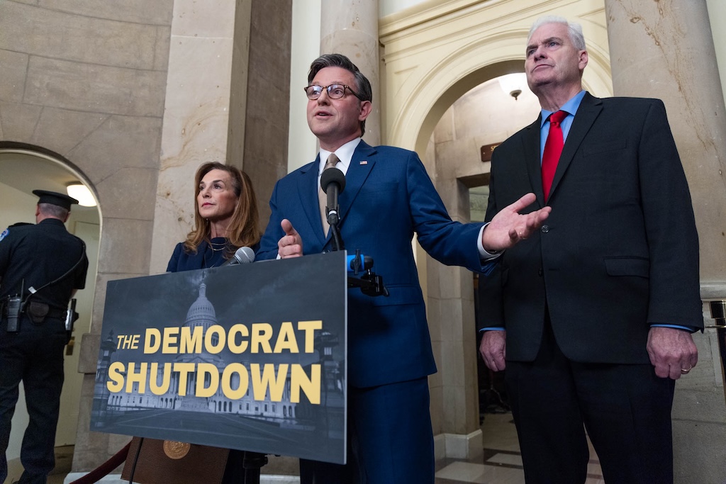 NextImg:Johnson won't negotiate CR and blames Schumer for federal layoffs