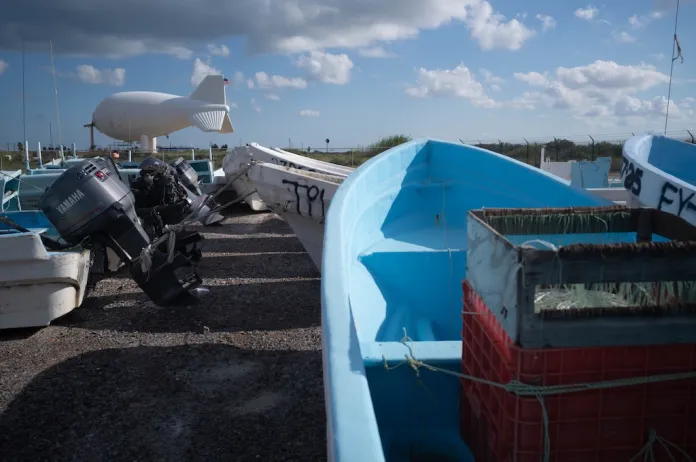 Captured illegal fishing boats (lanchas) at the U.S. Coast Guard Station on South Padre Island, Texas.