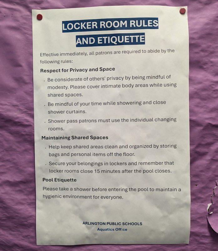 Locker room etiquette rules