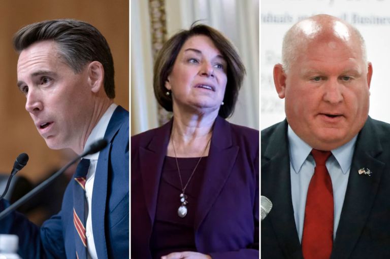 From left to right: Sen. Josh Hawley (R-MO), Sen. Amy Klobuchar (D-MN), and Rep. Glenn Thompson (R-PA). (Photos: Associated Press)