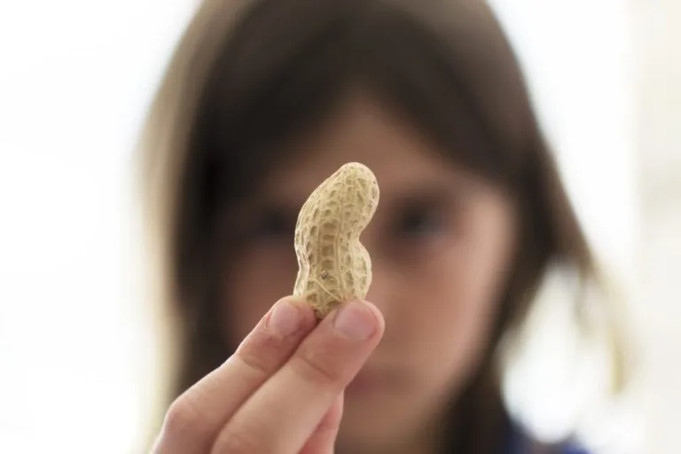 Child with peanut stock image.