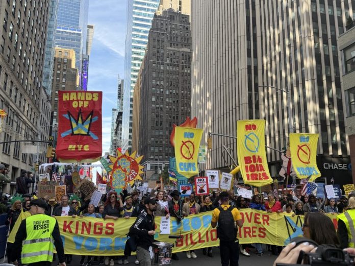 Thousands of New Yorkers flock to Times Square for ‘No Kings’ protest against Trump