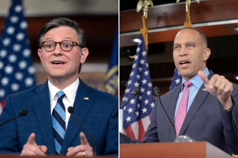 Speaker Mike Johnson and Minority Leader Hakeem Jeffries leading press conferences during the government shutdown.