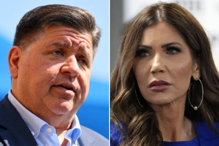 JB Pritzker and Kristi Noem