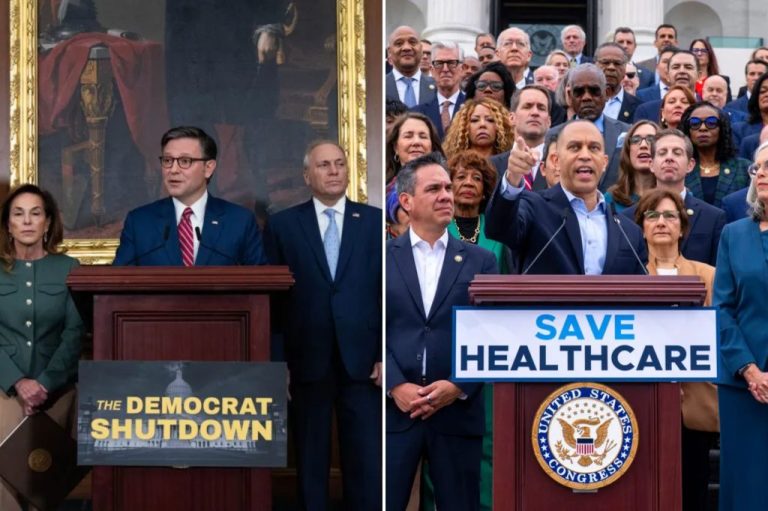 House Speaker Mike Johnson (R-LA) and Minority Leader Hakeem Jeffries (D-NY) hold their own daily press conferences.