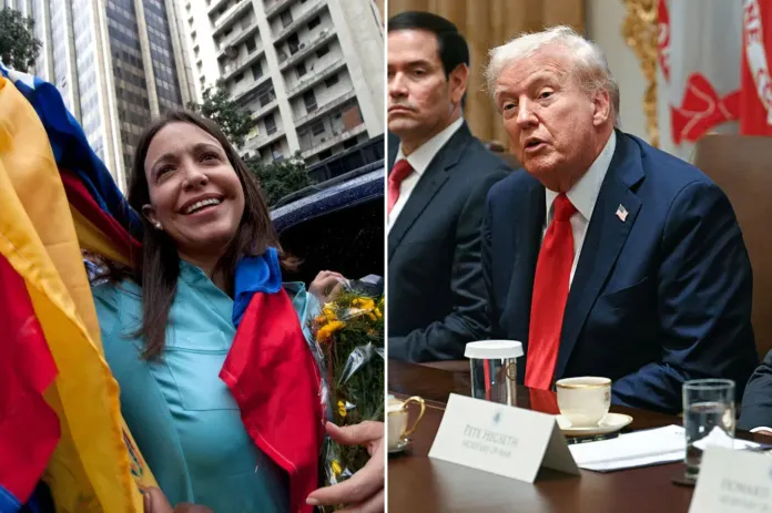 Venezuelan opposition leader Maria Corina Machado and President Donald Trump.