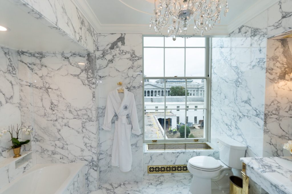 Trump reveals marble remodel of  Lincoln Bathroom