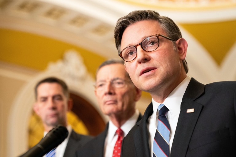 Johnson stands alongside other Republicans