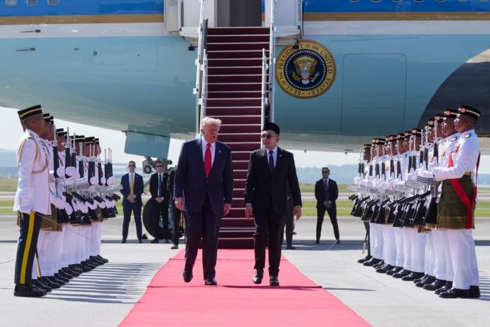 Trump lands in Malaysia for first stop in high-stakes Asia trip Trump lands in Malaysia for first stop in high-stakes Asia trip