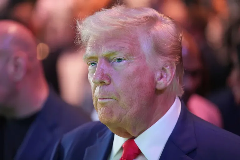Trump is seen outside the cage at a UFC event.