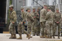 Texas National Guard members stage outside Chicago as part of Trump troop deployment
