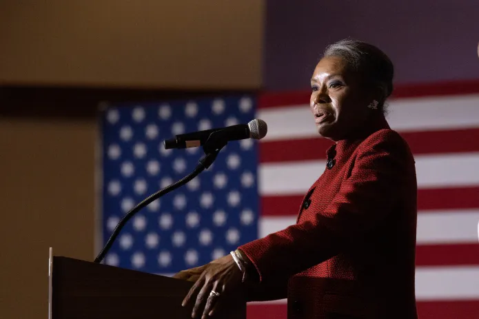 Lt. Gov. Winsome Earle-Sears's addresses supporters for Virginia Governor's bid after losing to former Democratic Rep. Abigail Spanberger. on Nov. 4, 2025. (Graeme Jennings/Washington Examiner)