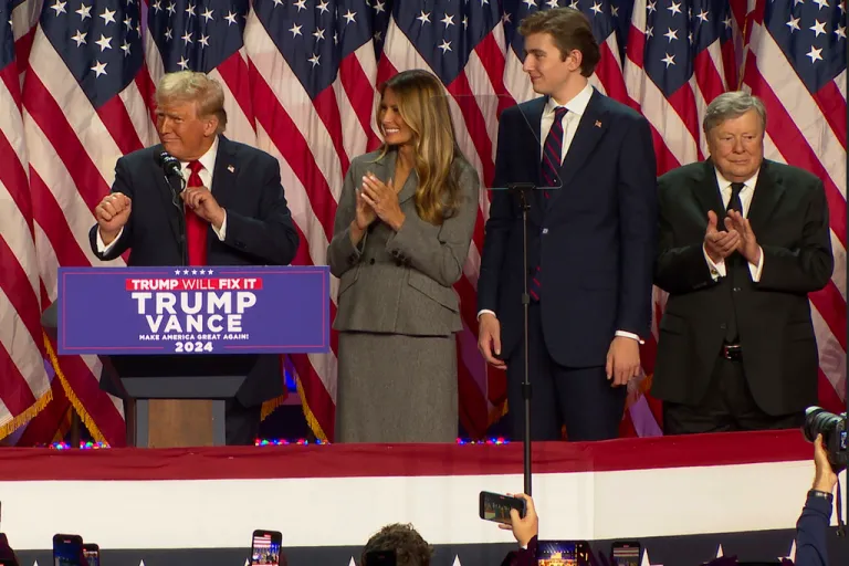 President Donald Trump, wife Melania Trump, son Barron Trump, and father-in-law Viktor Knavs.