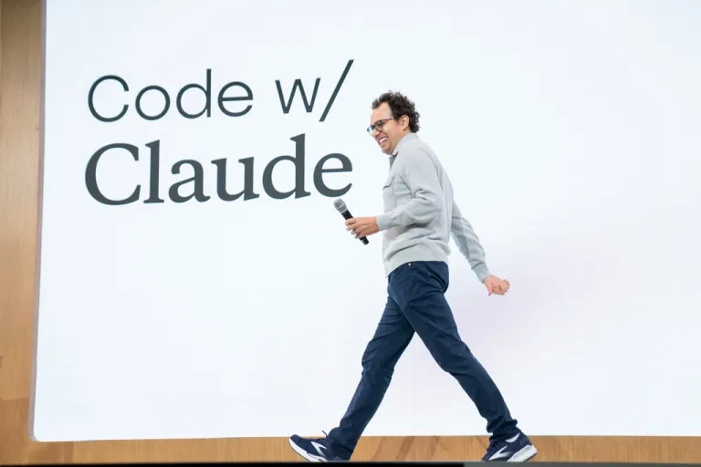 IMAGE DISTRIBUTED FOR ANTHROPIC - Anthropic CEO Dario Amodei at the Code with Claude developer conference on Thursday, May 22, 2025 in San Francisco. (Don Feria/AP Content Services for Anthropic)