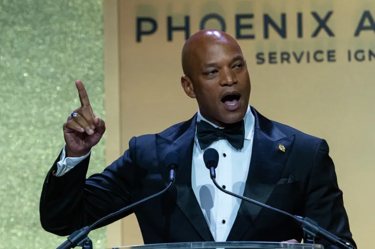 Maryland Gov. Wes Moore speaks during the Congressional Black Caucus Foundation Phoenix Awards Dinner, in Washington.