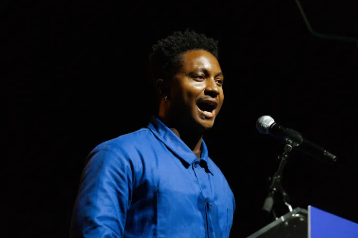 New York City councilmember Chi Ossé speaks during an event for New York City mayoral candidate Zohran Mamdani, Monday, Oct. 13, 2025, in New York. (AP Photo/Olga Fedorova)