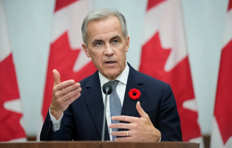 Canada's Prime Minister Mark Carney speaks during a news conference following the APEC Summit in Gyeongju, South Korea, Saturday, Nov. 1, 2025.