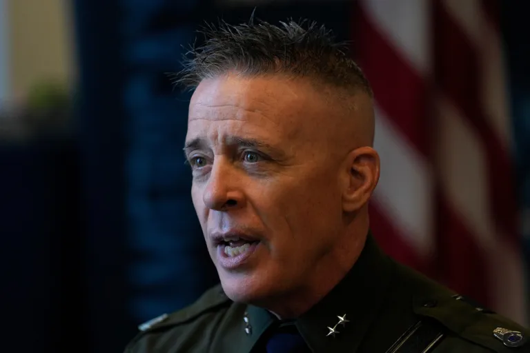 Senior U.S. Border Patrol official Greg Bovino speaks to Associated Press reporters during an interview Monday, Nov. 3, 2025, in Rosemont, Ill. (AP Photo/Erin Hooley)