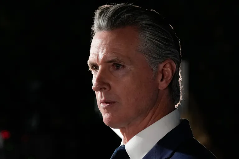 Gavin Newsom speaks during an election night press conference.