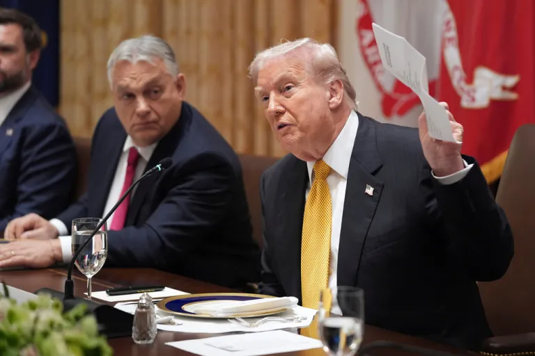 President Donald Trump meets with Hungary's Prime Minister Viktor Orban.