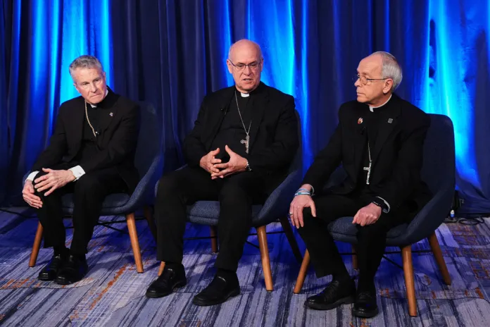 Archbishop Timothy Broglio, Bishop Kevin C. Rhoades, and Bishop Mark J. Seitz.