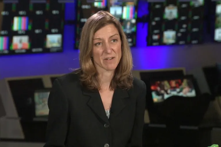 Former Rep. Elaine Luria (D-VA), speaks during an interview with The Associated Press in Washington, Tuesday, Nov. 11, 2025.