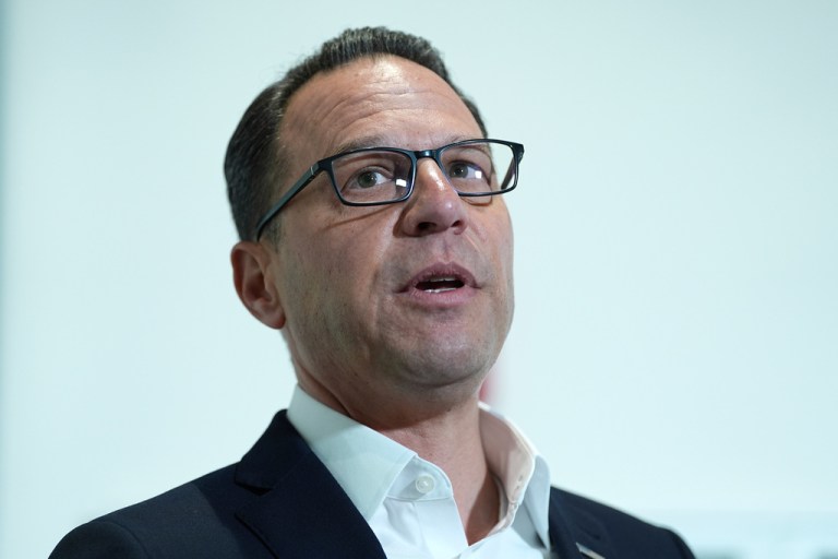 Pennsylvania Gov. Josh Shapiro visits the Hershey Company's new manufacturing plant in Hershey, Pa., April 16, 2025.