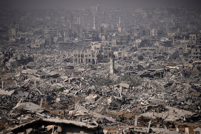 Buildings destroyed by the Israeli military in the Shijaiya neighborhood of Gaza City.